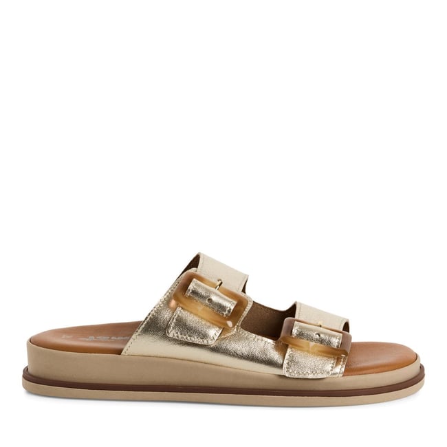 Mule en cuir multicolore bronze laque <span itemprop=