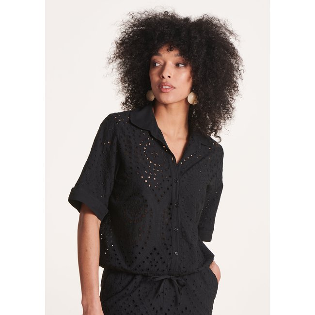 Chemisier court en broderie anglaise - LA FEE MARABOUTEE