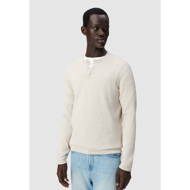 Pull tunisien tricot chiné beige <span itemprop=
