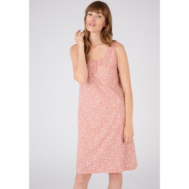 Chemise de nuit sans manches maille jersey rose fleuri <span itemprop=