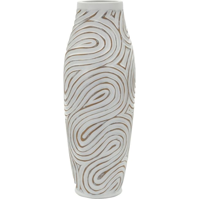 Vase haut relief spiralé sculptural MODERN Couleur blanc patiné <span itemprop=