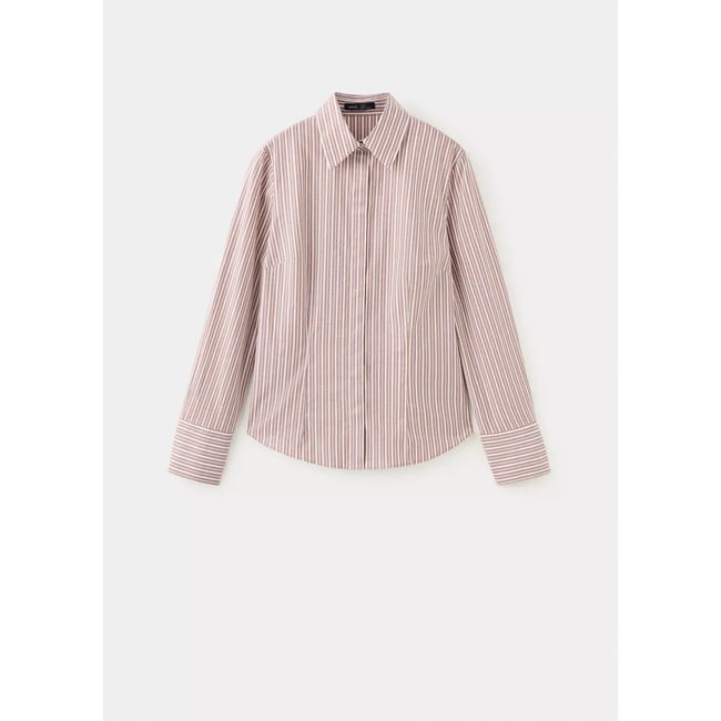 Chemise cintrée coton marron <span itemprop=