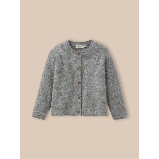 Cardigan laine et mohair - Collection JUNIOR gris chine moyen <span itemprop=