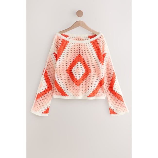 Pull crochet orange neutre <span itemprop=