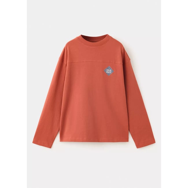 T-shirt oversize imprimé rouge-orangé <span itemprop=