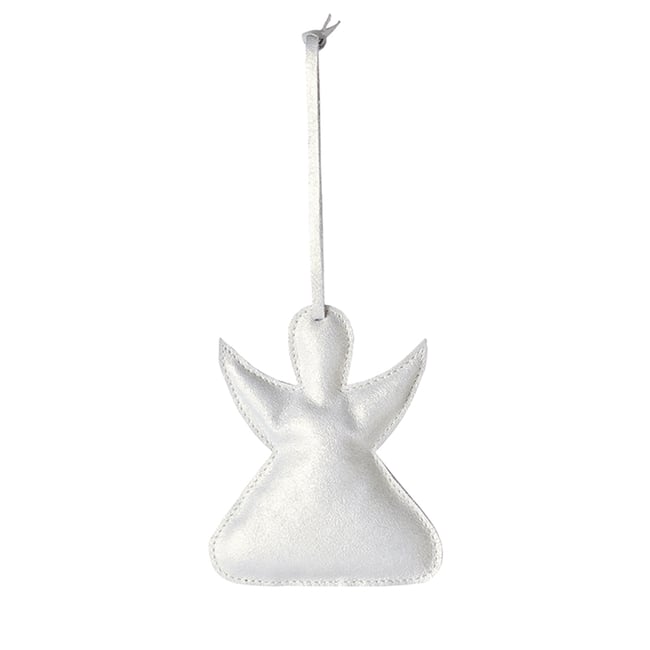 Suspension de noël décorative ange en cuir H10 Couleur argenté <span itemprop=