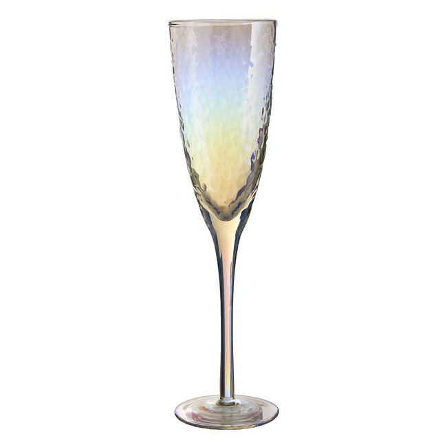 Set of 4 Hammered Champagne Flute Glasses, pink, SO'HOME