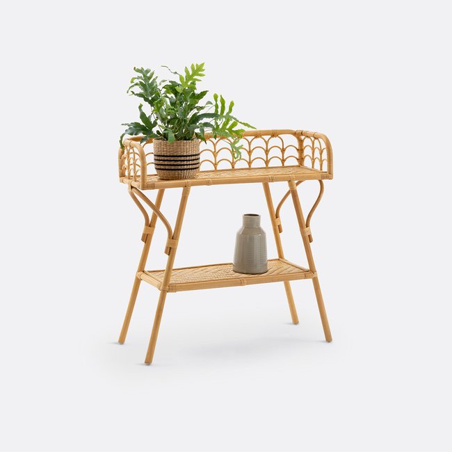 Console vintage canne de rotin, Malu Couleur naturel <span itemprop=