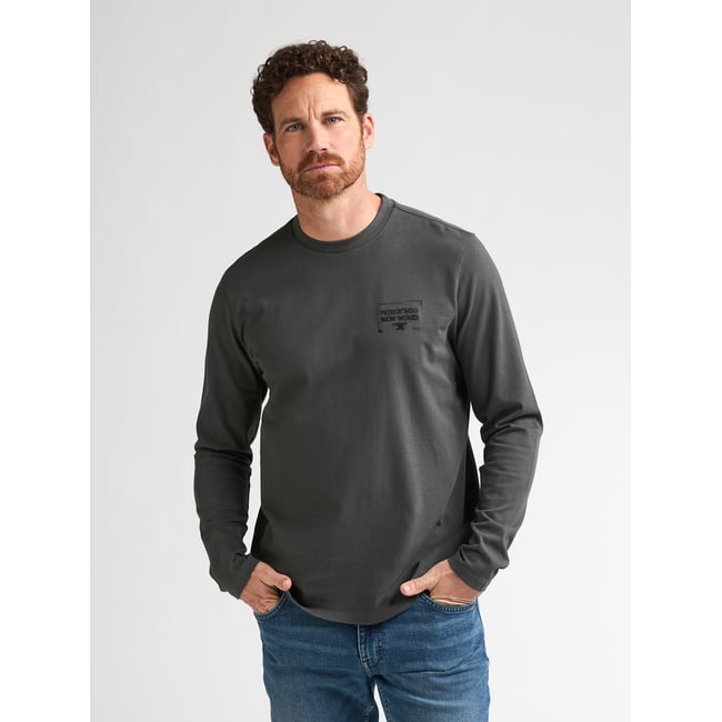 T-shirt imprimé à manches longues forgewall vert steel green <span itemprop=