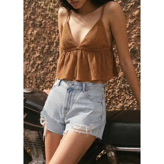Top fluide à bretelles orange brûlé <span itemprop=