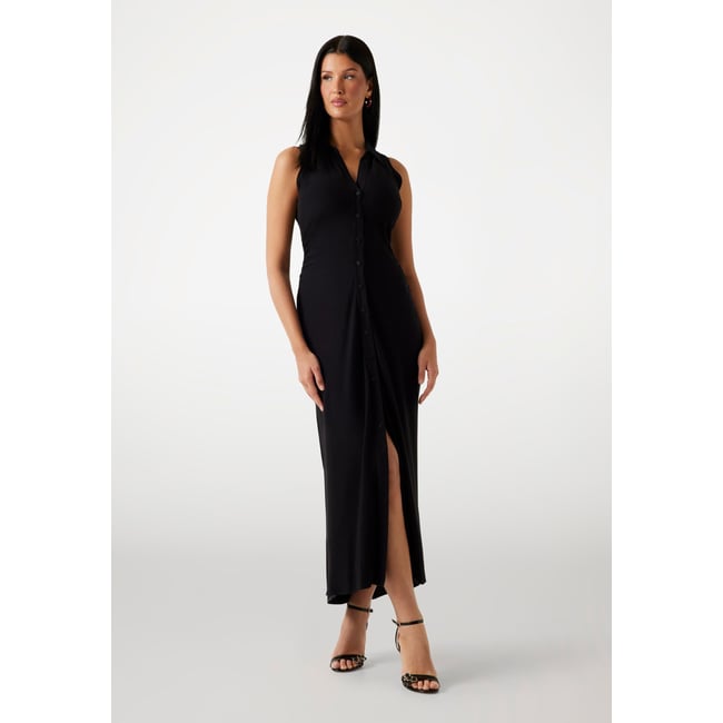 Robe Longue Boutonnée noir <span itemprop=