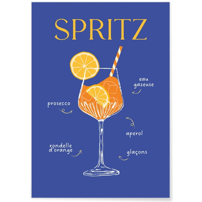 Affiche Cocktail Spritz 2 Couleur blanc <span itemprop=