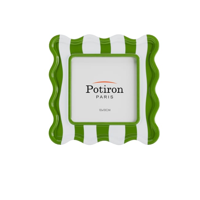 Cadre photo wavy en céramique rayée - BRISTOL Couleur vert <span itemprop=