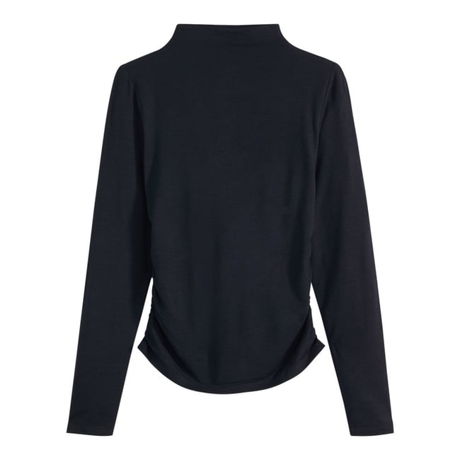 T-shirt noir uni avec un col montant et des manches longues noir <span itemprop=