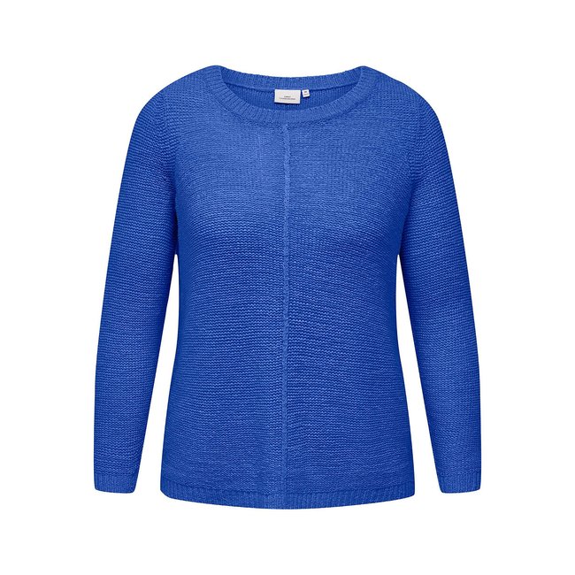 Jersey de punto fino, con cuello redondo azul eléctrico <span itemprop=