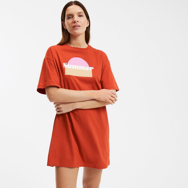 Chemise de nuit en jersey de coton imprimé graphique <span itemprop=
