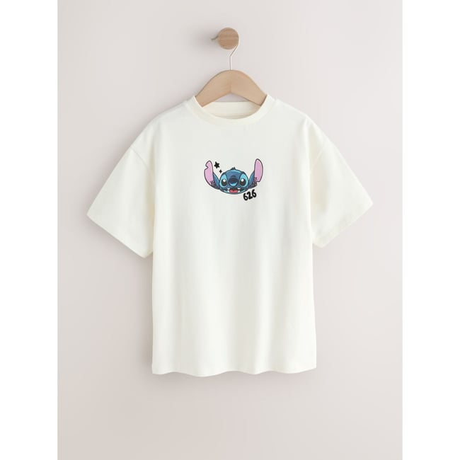 T-shirt oversize lilo & stitch écru <span itemprop=