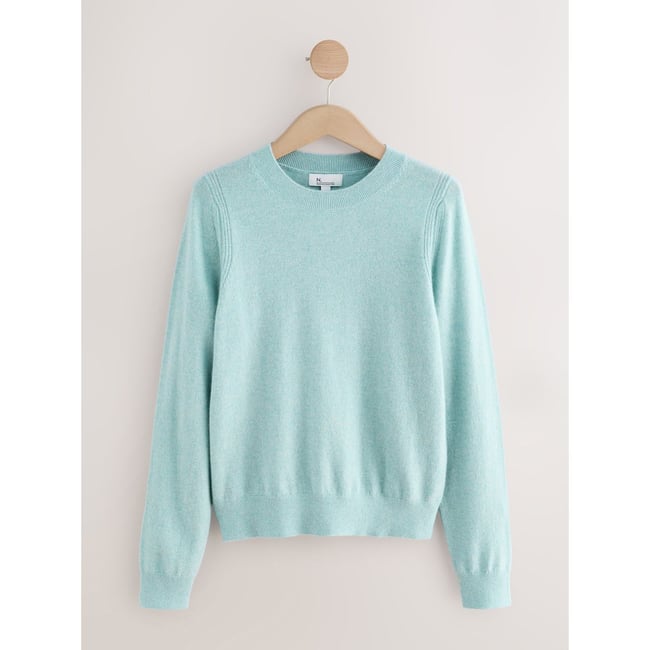 Pull ras du cou cachemire n. premium bleu clair <span itemprop=