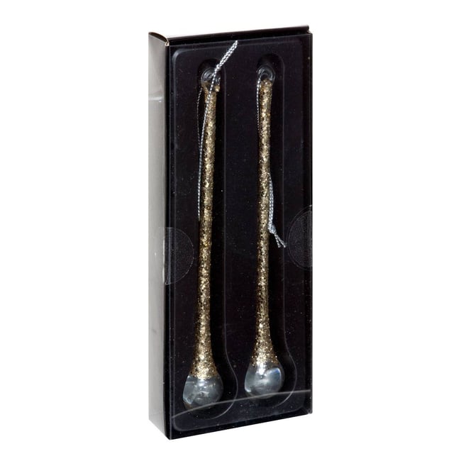 Lot de 2 suspensions de sapin goutte en verre dorée 15 cm Couleur dore <span itemprop=