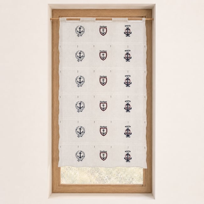 Modulable brodé à motifs marins blanc <span itemprop=
