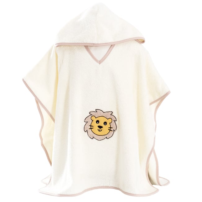 Poncho de bain THEO LE LION ecru <span itemprop=