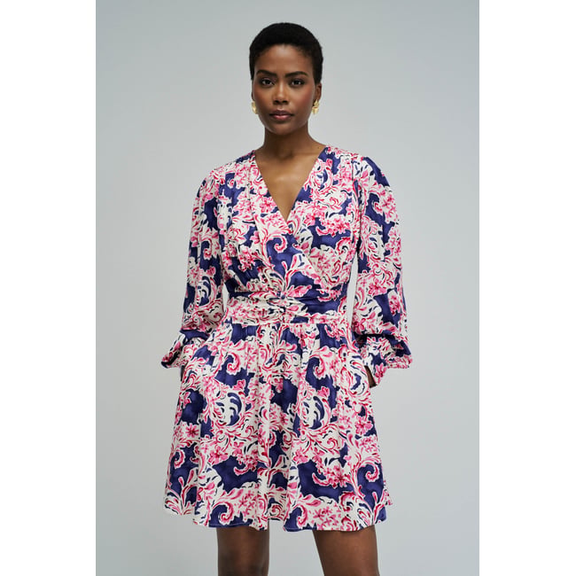 ROBE À MOTIF FLORAL bleu <span itemprop=