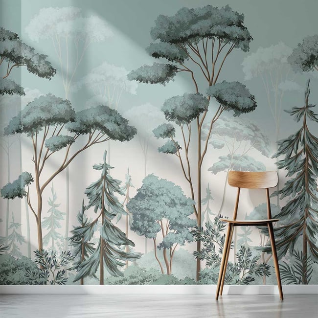 Papier peint forêt des fjords Couleur intissé <span itemprop=