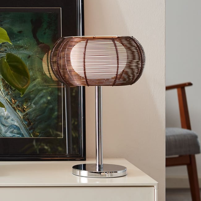 Lampe    RELAX Couleur brun-chromé <span itemprop=