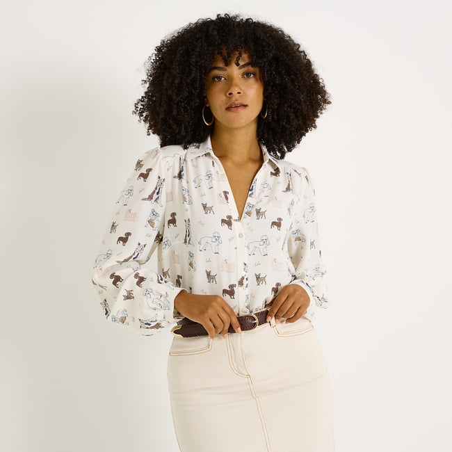 GRAIN DE MALICE - Chemise unie femme Ecru - Prêt-à-Porter GRAIN DE MALICE - Chemise unie femme Ecru - Prêt-à-Porter