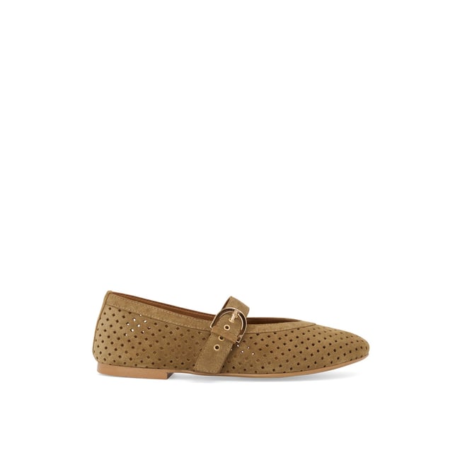 Ballerine en cuir TRIOMPHE olive <span itemprop=