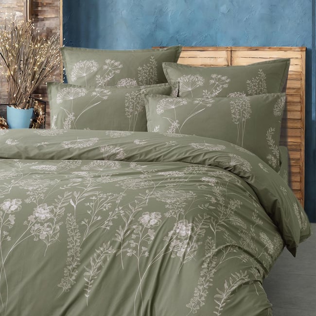 Drap Plat Vert Uni Avec 2 Taies D'Oreiller - Coton Doux - Taille 90x200 Cm - Housse De Couette Confortable - 7