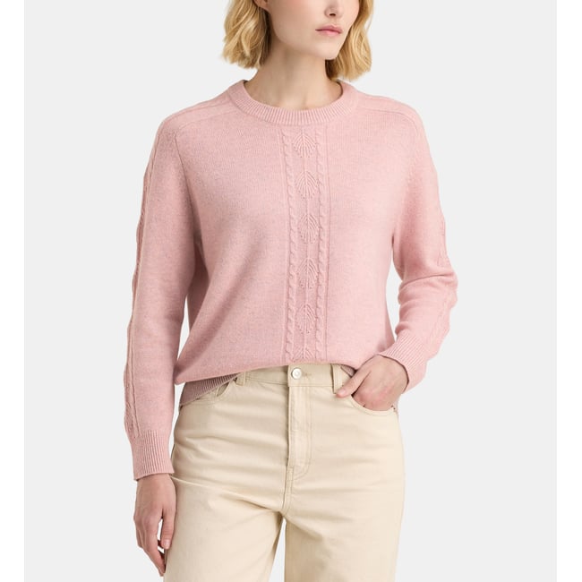 Pull ecosse en cachemire rose poudré <span itemprop=
