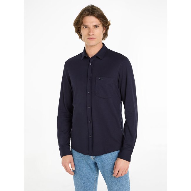 Hemd aus reiner Baumwolle, Slim-Fit marine <span itemprop=