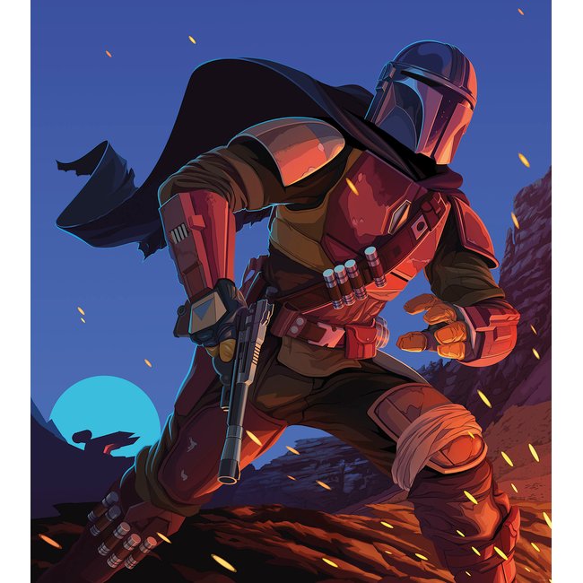 Papier peint Komar - Star Wars The Mandalorian Big Ambush - 250 x 280 cm Couleur bleu <span itemprop=