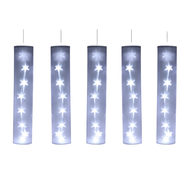 5 Tubes Lumineux Blancs avec Étoiles LED 40 LED Couleur blanc <span itemprop=