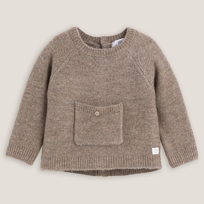 Pull tricot point mousse marron clair <span itemprop=