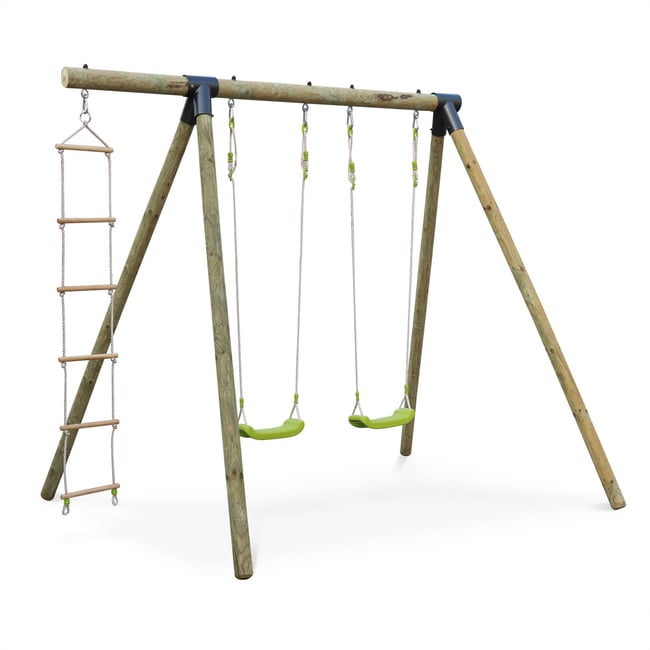 Aire de jeux balançoires, échelle en corde MISTRAL vert <span itemprop=