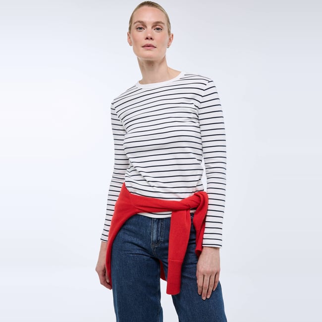 T-shirt à manches longues rayé épais en coton BIO GOTS - MONOPRIX