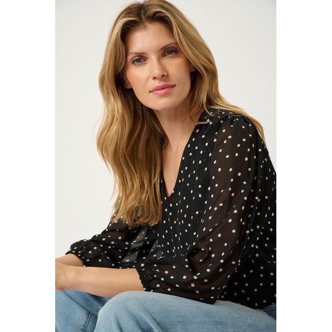 Blouse à manches longues KAsanne noir/blanc a pois <span itemprop=
