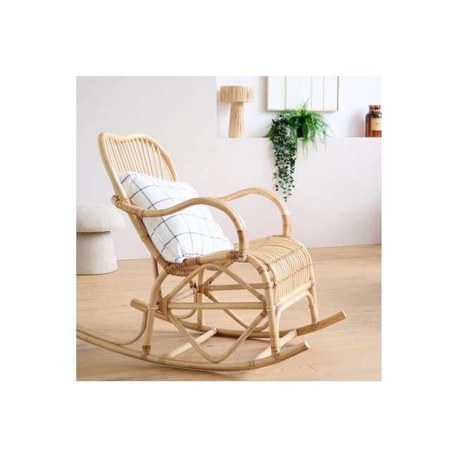 Rocking chair en rotin - CARMELIE Couleur crème <span itemprop=