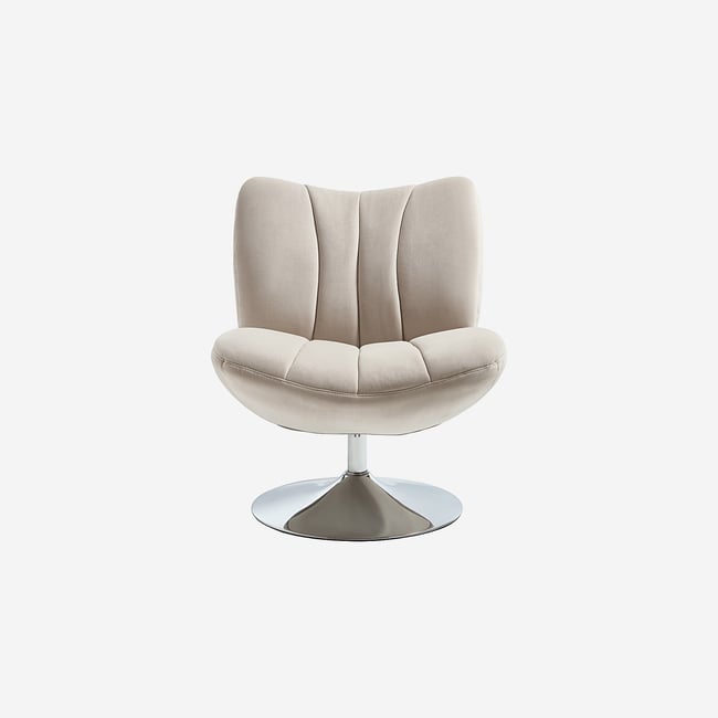 Fauteuil pivotant matelassé en tissu et métal chromé ANDREW - HABITAT