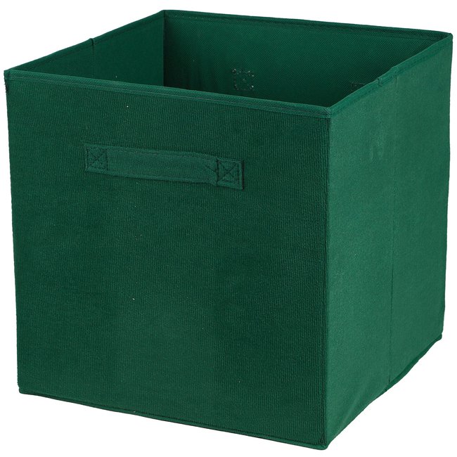 Boîte de rangement cube en velours côtelé vert 31x31x31cm Couleur vert <span itemprop=