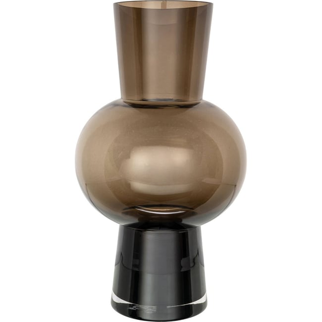 Vase sculptural en verre Couleur brun fumé <span itemprop=
