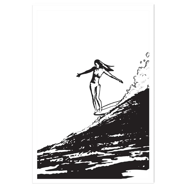Poster surfeuse longboard - HEXOA