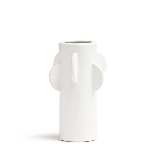 Vase en faïence H25 cm, Caldero Couleur blanc <span itemprop=