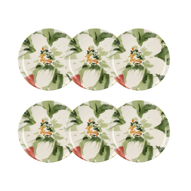 Lot De 6 Assiettes à Dessert Porcelaine Coquelicot - 19,5 Cm, Résistantes Et Micro-ondes - 13