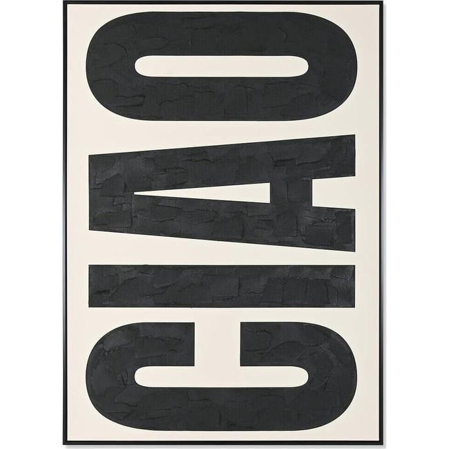 Tableau abstrait rectangulaire en toile Moderno Couleur noir profond et blanc éclatant <span itemprop=
