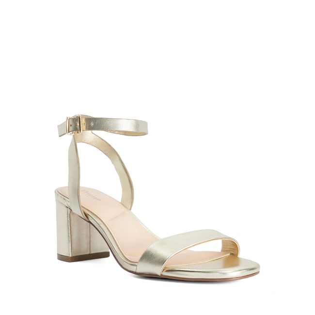 Sandales à brides de cheville et talons carrés - MEDINA gold-leather <span itemprop=