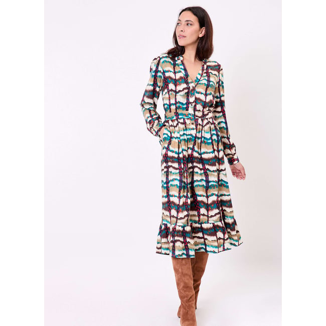 Robe midi fluide volants URIKA - LA FIANCÉE