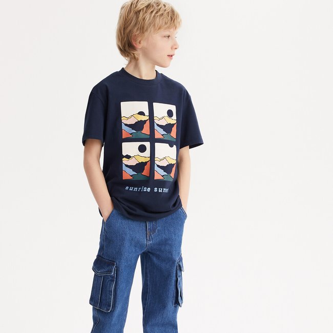 Футболка с принтом для 4–14 лет cиний темный LA REDOUTE COLLECTIONS